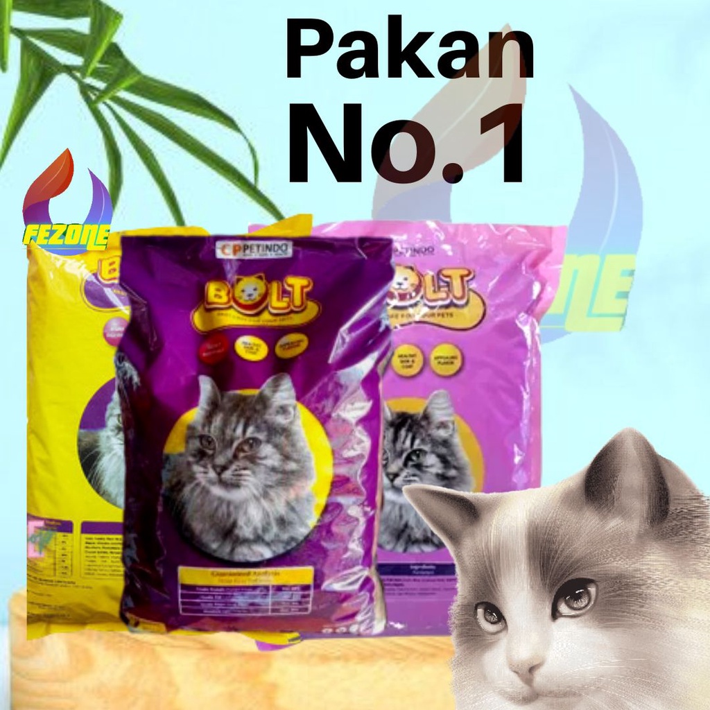 Bolt Repack Makanan Kucing Kering NO PORK Membantu Menjaga Kesehatan Kulit Kucing FEZONE