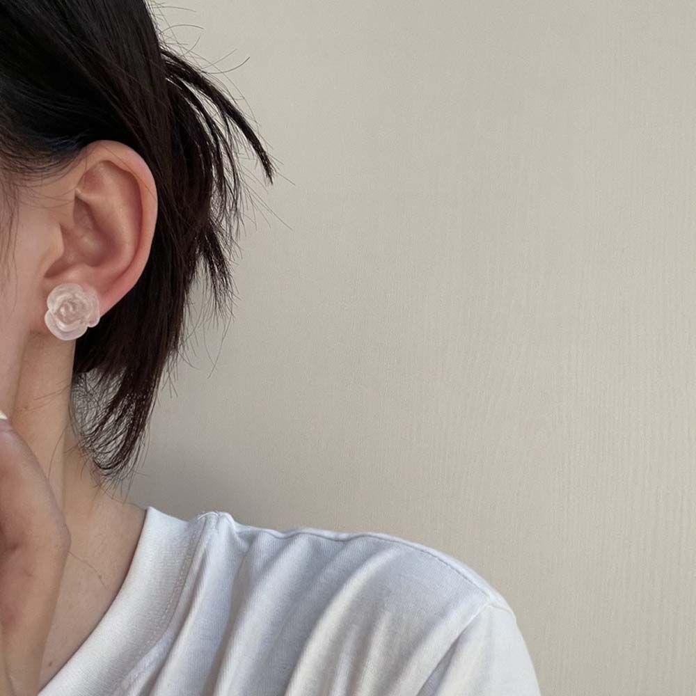 Needway Anting Tusuk Resin Trendy Perhiasan Pesta Simple Transparan Untuk Anak Perempuan Aksesoris Pernikahan Wanita Ear Stud