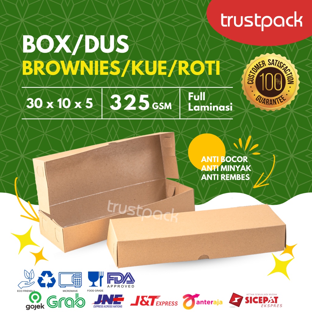 DUS BOX BROWNIES/KUE/ROTI 30x10x5 KRAFT PAPER - LAMINASI TEBAL