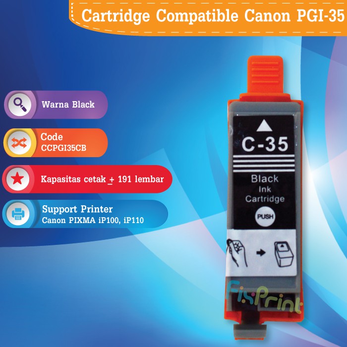 Cartridge Tinta Compatible Canon Black  PGI-35 PGI35 PGI 35 C-PGI35 PG35 PG 35 Plus Chip