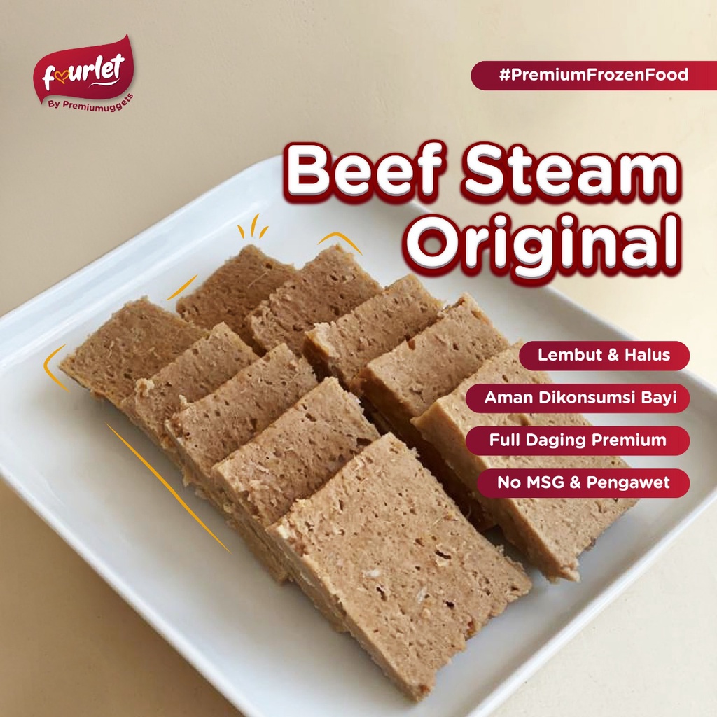 

Fourlet Beef Steam Original, sapi kukus original, sangat lembut bisa untuk belajar makan. NO MSG No pengawet