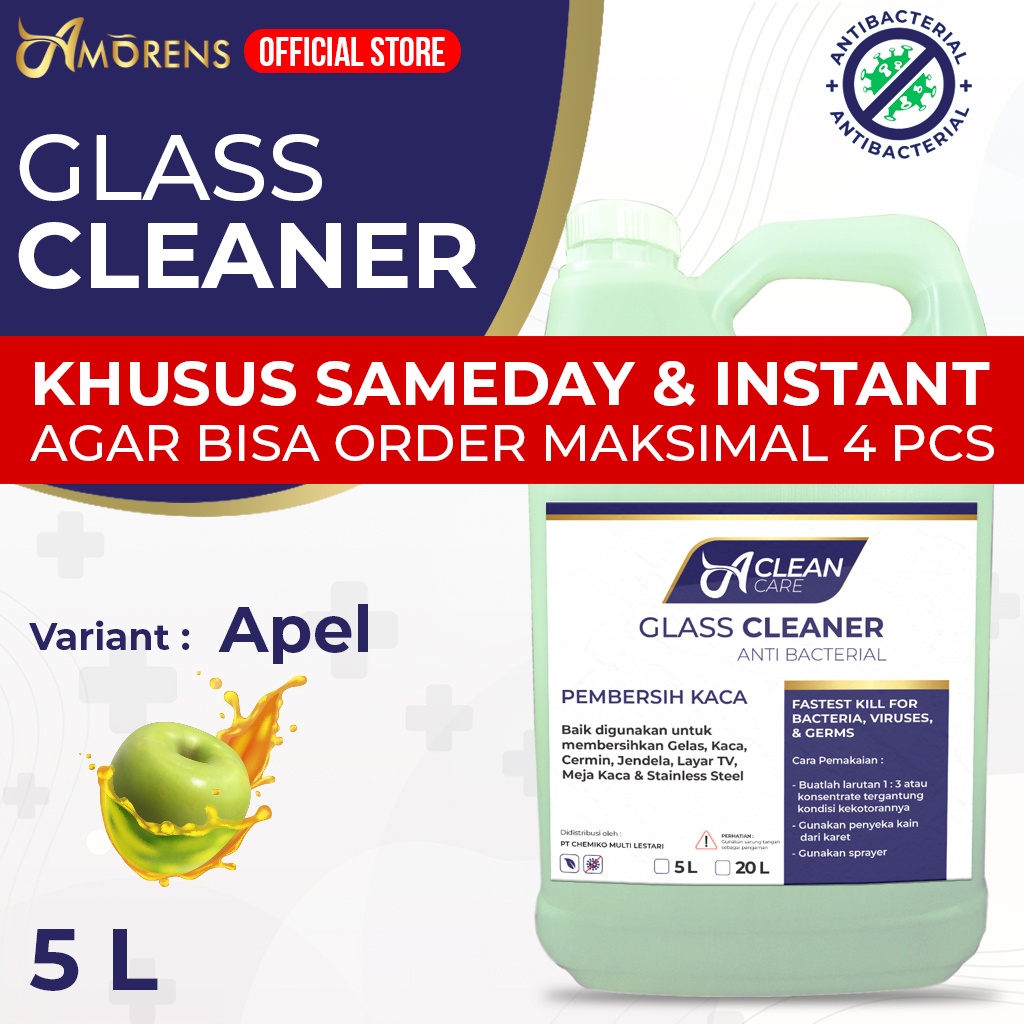 [KHUSUS GRAB/GOSEND] Pembersih Kaca / GLASS CLEANER A Clean Care 5 Liter KONSENTRAT