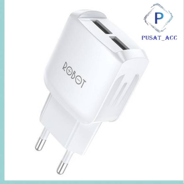 Robot Adapter Charger Dual USB Port RT-K6 Fast Charging 2.4 A