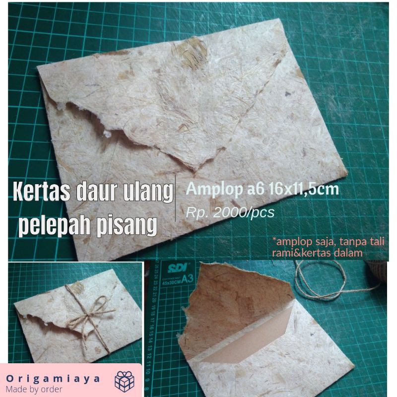 

Amplop vintage ructic unik kertas daur ulang pelepah pisang natural