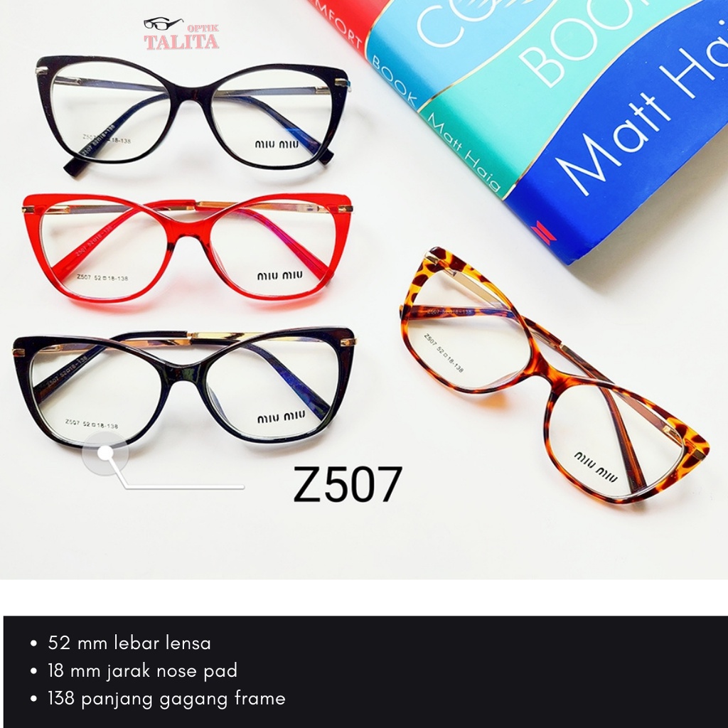 FRAME KACAMATA CAT EYE WANITA  NORMAL MINUS CYLINDER | KACAMATA BACA PLUS Z507