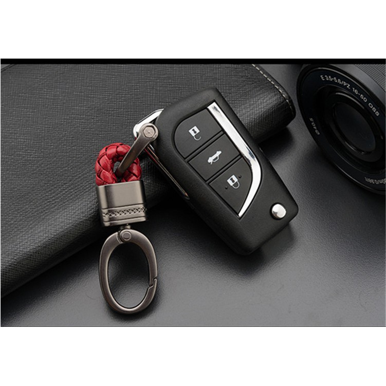 1 PCS Modern Kulit Weave Kait Tali Mobil Remote Pendek Keychain Keyrings Keychain Buatan Tangan