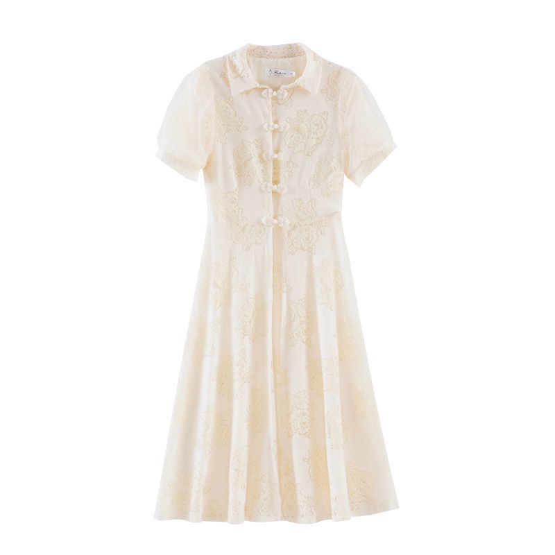 Chinese style improved lace cheongsam dress women's 2021 spring women's super fai