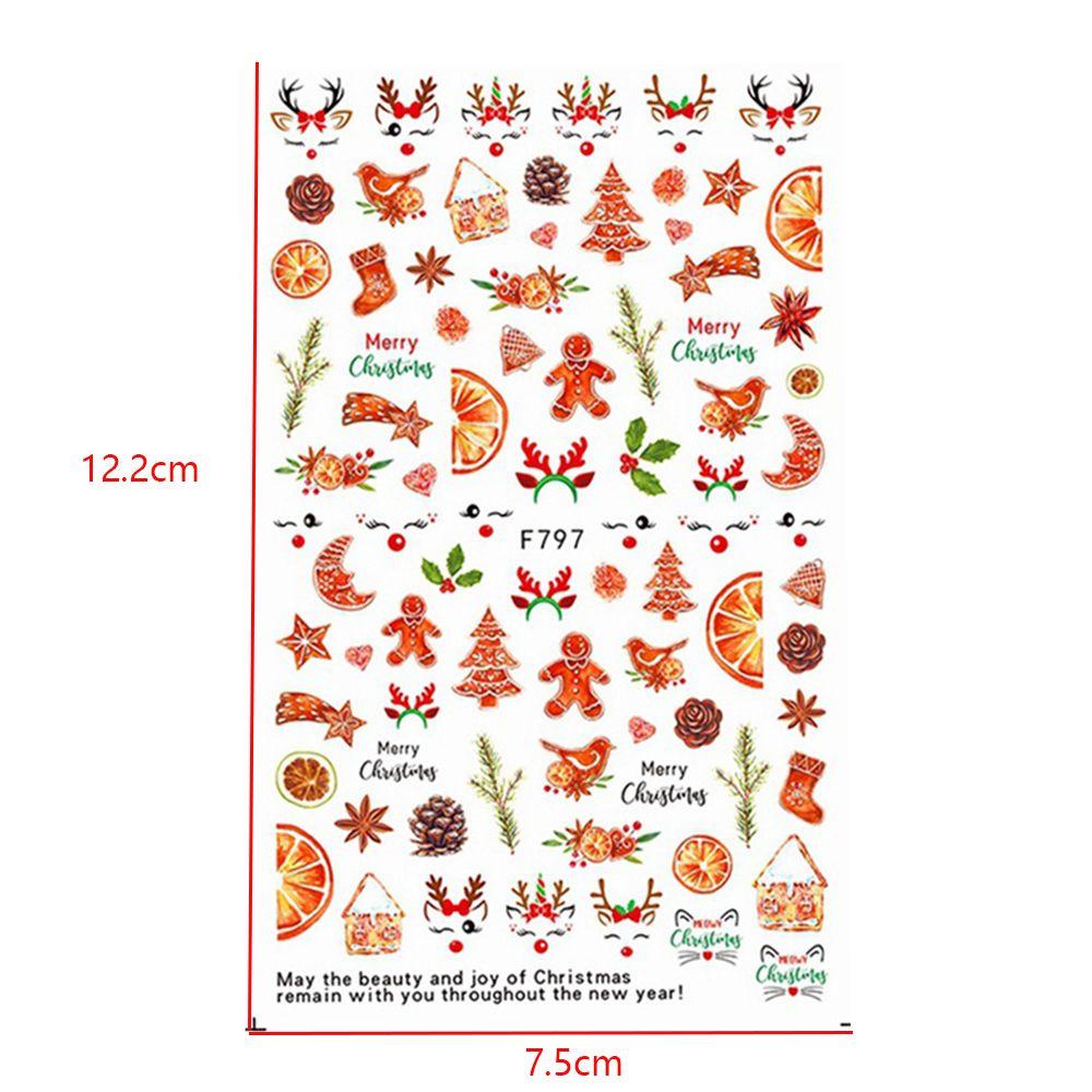 Solighter Stiker Kuku Perekat Snowflake Xmas Trees Manicure