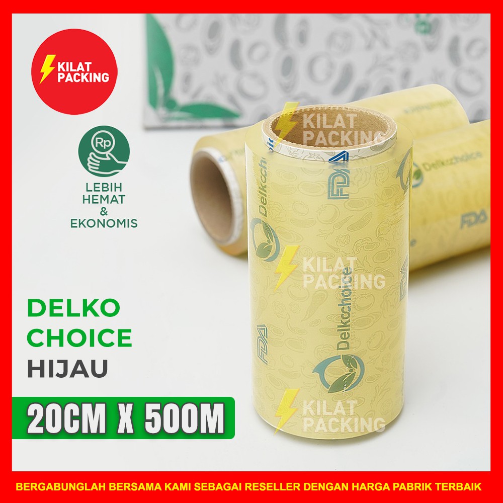 PLASTIK WRAPPING MAKANAN HIJAU EKONOMIS 20CM X 500M / FOOD WRAPPING / CLING WRAP DELKOCHOICE SATUAN