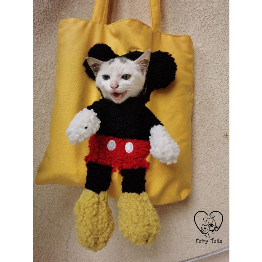 Pet Carrier Tas Kanvas Motif Mickey Mouse Lucu (Head Cut)