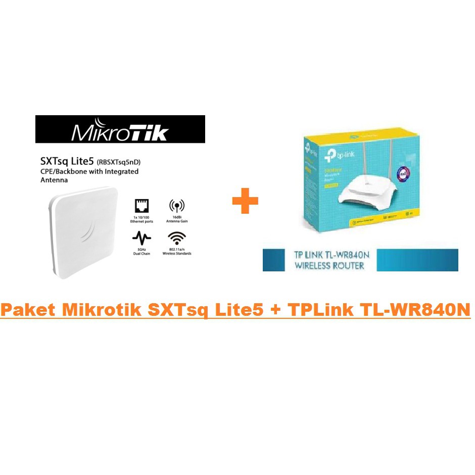 Paket Mikrotik SXTsq Lite5 ( RBSXTsq5nD ) + TPLink TL-WR840N