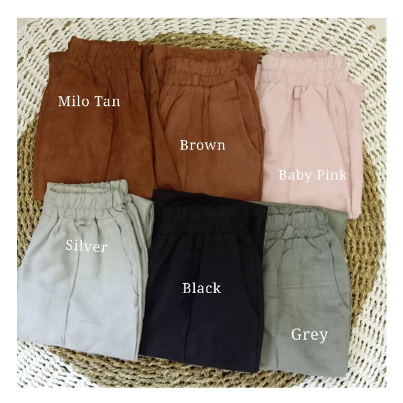 Celana Suede Strech Tali Serut / Suede Pants ( Aliz Pants + Free Pom Pom )
