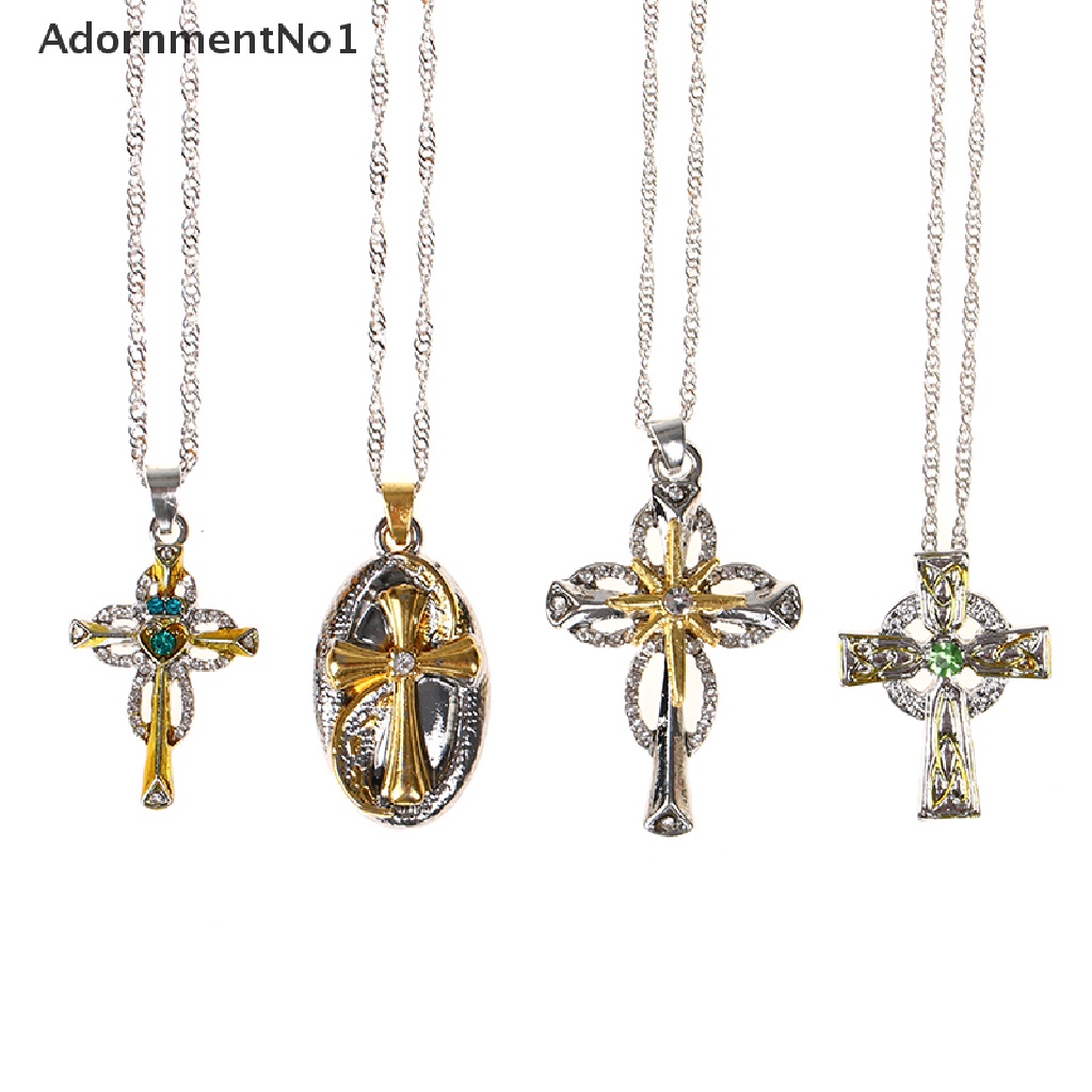 (AdornmentNo1) Kalung Rantai Dengan Liontin Salib Yesus Kristal Transparan Untuk Umat Kristen