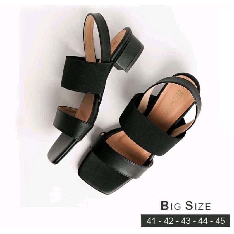 Bisa COD / Sepatu Flat Tali Ukuran Jumbo 41-45  Heels Sendal Tali Kasual Simpel Besar Banget Hitam, 43