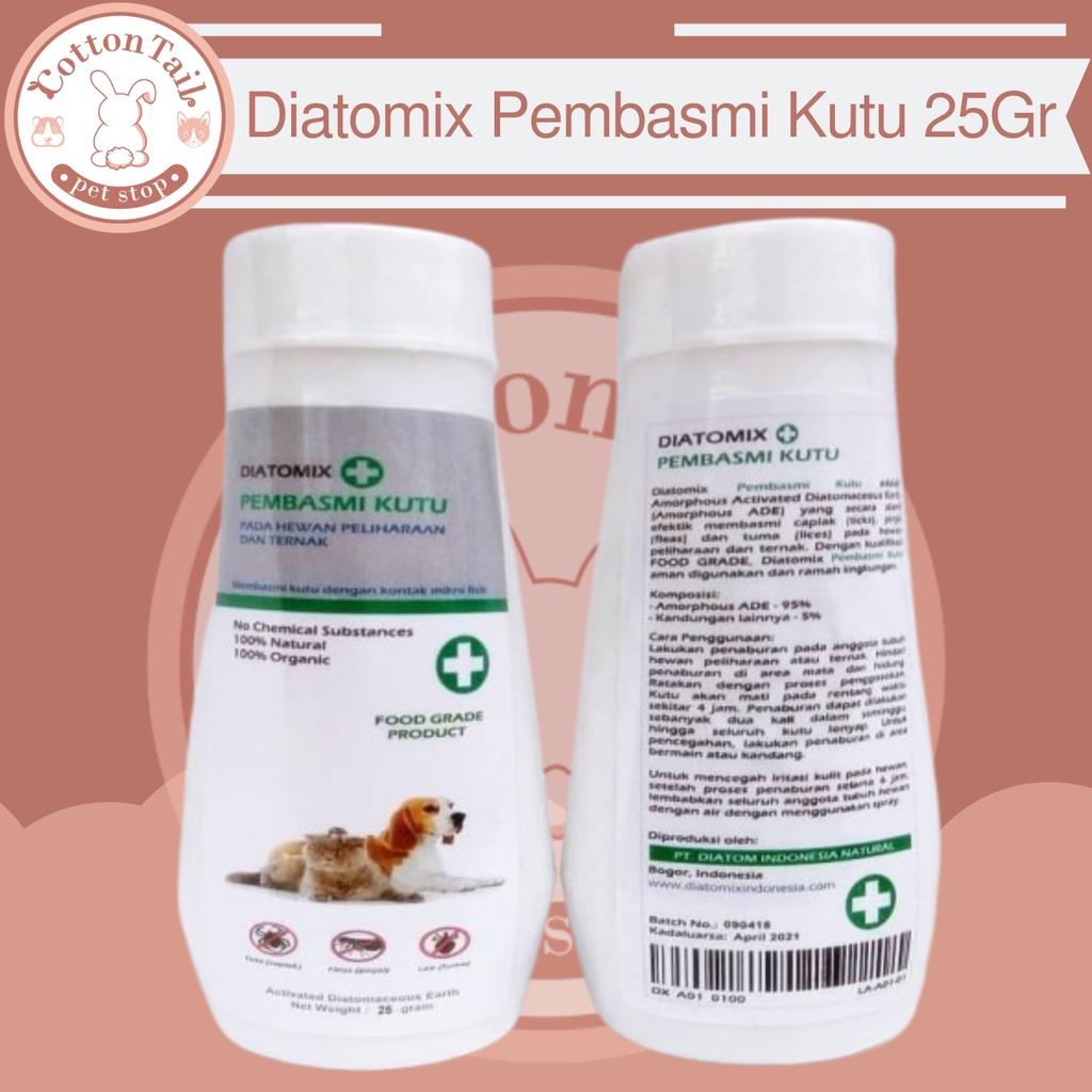 Diatomix Bedak Obat Pembasmi Kutu Kucing, Anjing &amp; Kelinci 25Gr