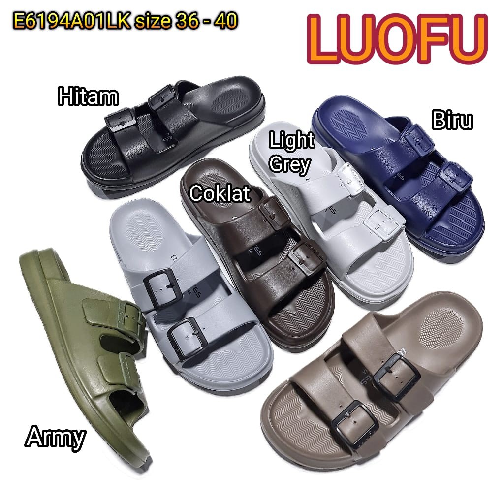 LUOFU ORIGINAL sandal karet empuk murah wanita sendal cewek ban 2 import E6194A01LK