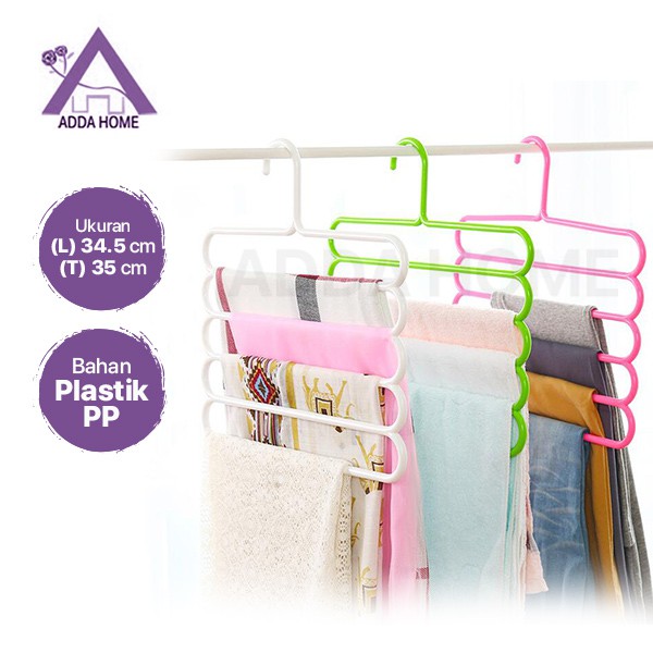 Adda Home - Hanger Gantungan Baju Celana Pakaian Jilbab Serbaguna 5 Tingkat