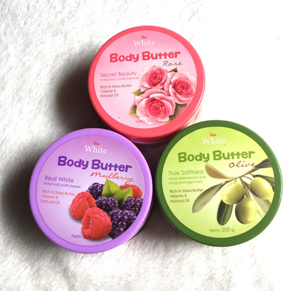 ❤ BELIA ❤ Viva White Body Butter Mulberry / Rose / Olive 200g Halal | BABY BUNNY