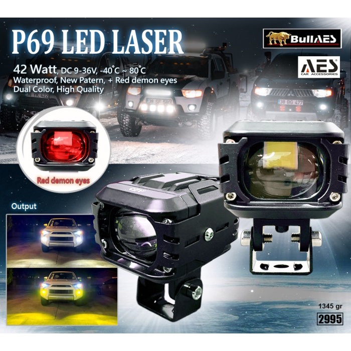 Lampu Tembak Laser P69 LED Devil Eye Sorot hi loo beam SEPASANG