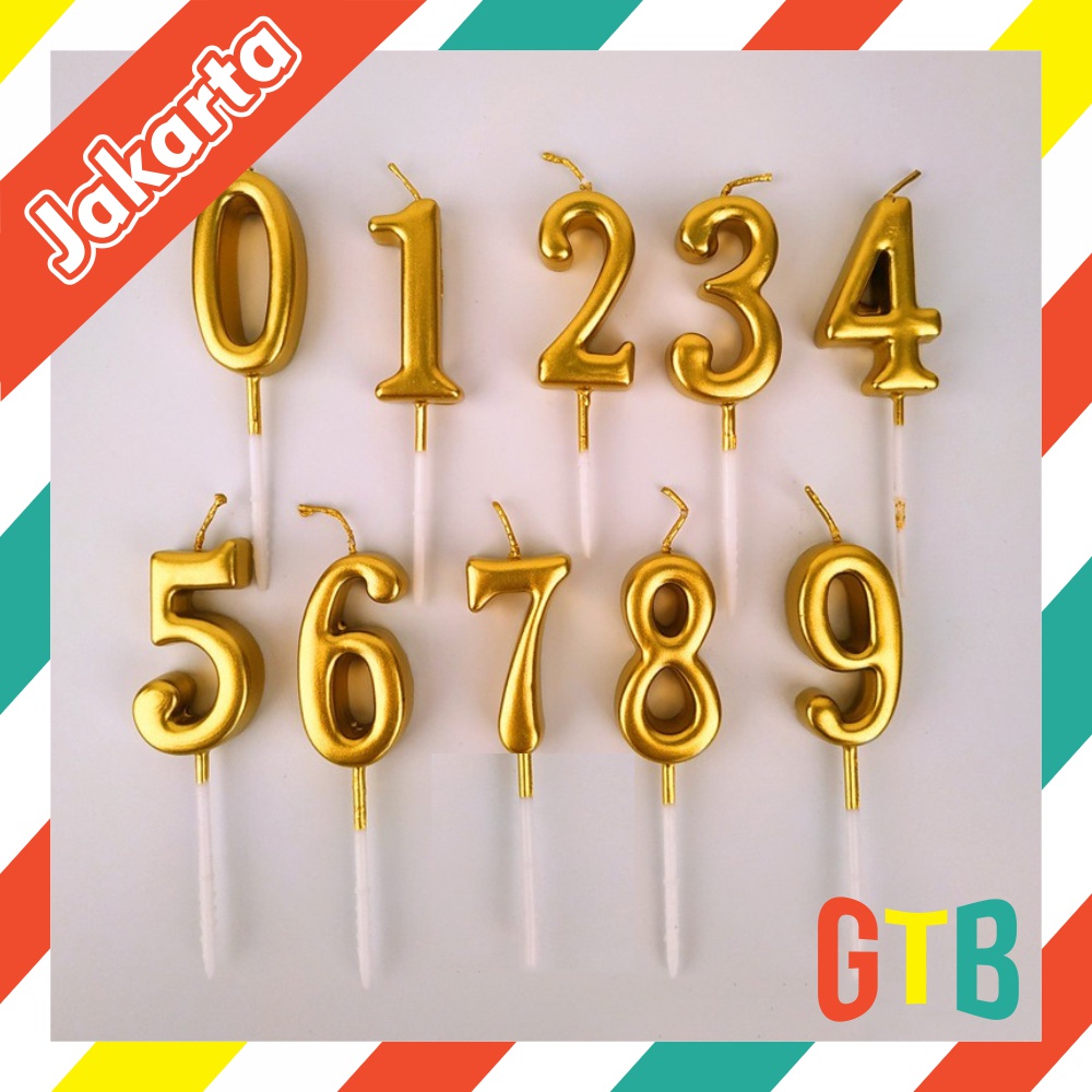 ❤GTB❤ lilin angka 0 -9 gold dan silver / Lilin Ultah emas perak / Lilin Angka ulang tahun nomor ultah HBD R565