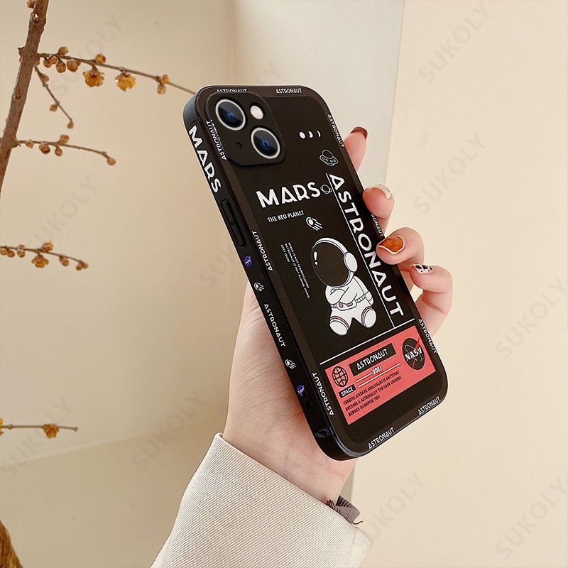 Casing Silikon iPhone 13 Pro MAX 12 Pro MAX 11 Pro MAX X XS MAX XR 7 Plus 8 Plus 6 6s Plus Motif Astronot