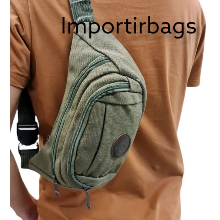 Tas pinggang pria / waistbag / weistbag waist bag selempang sling bag kanvas import B-series