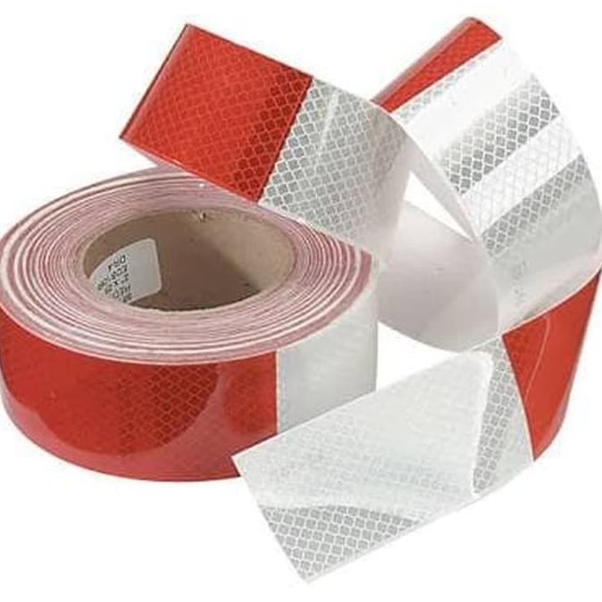 

Sticker Reflective tape 3m grade motif diamond merah putih 45 meter