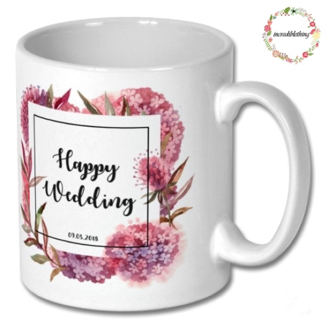 Jual Mug Happy Wedding Kado Pernikahan Kado Anniversary Valentine Souvenir Unik Lucu 0137