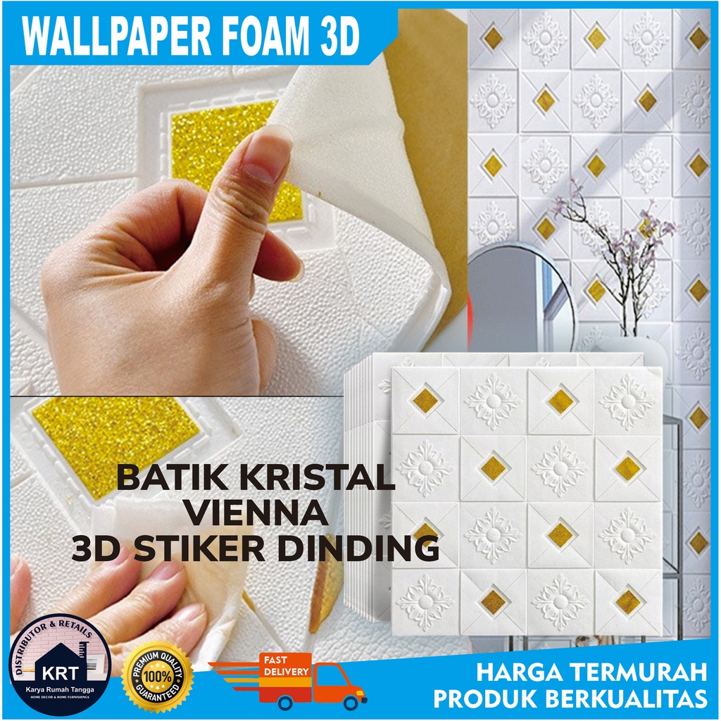 PROMO Wallpaper Dinding 3D Foam Motif Batik Kristal Wallpaper Stiker Dinding Plafon Wallfoam 3d Mode