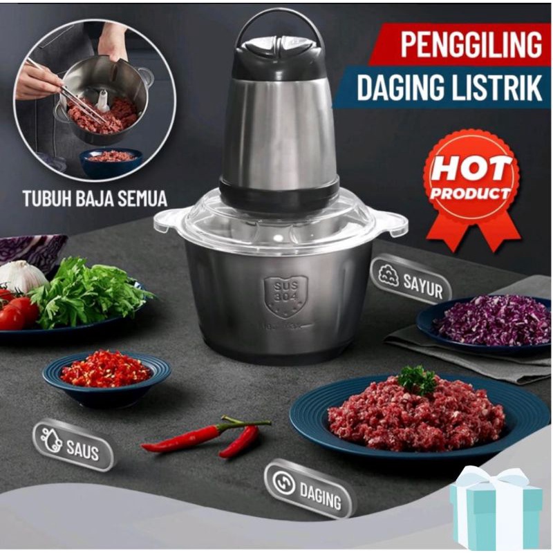 Blender Chopper Daging Penggiling Meat Blender Elektrik Stainless Multifungsi Food Processor