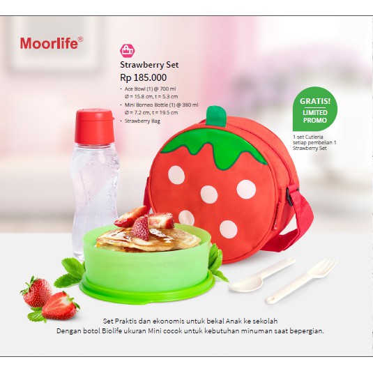 Moorlife Strawberry Set / Tas Bekal Anak/Hampers/Promo