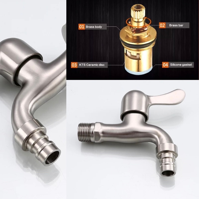 Kran Air Keran Tembok Taman Cucut - Kran Mesin Cuci Stainless - Wall Faucet KTM 1000