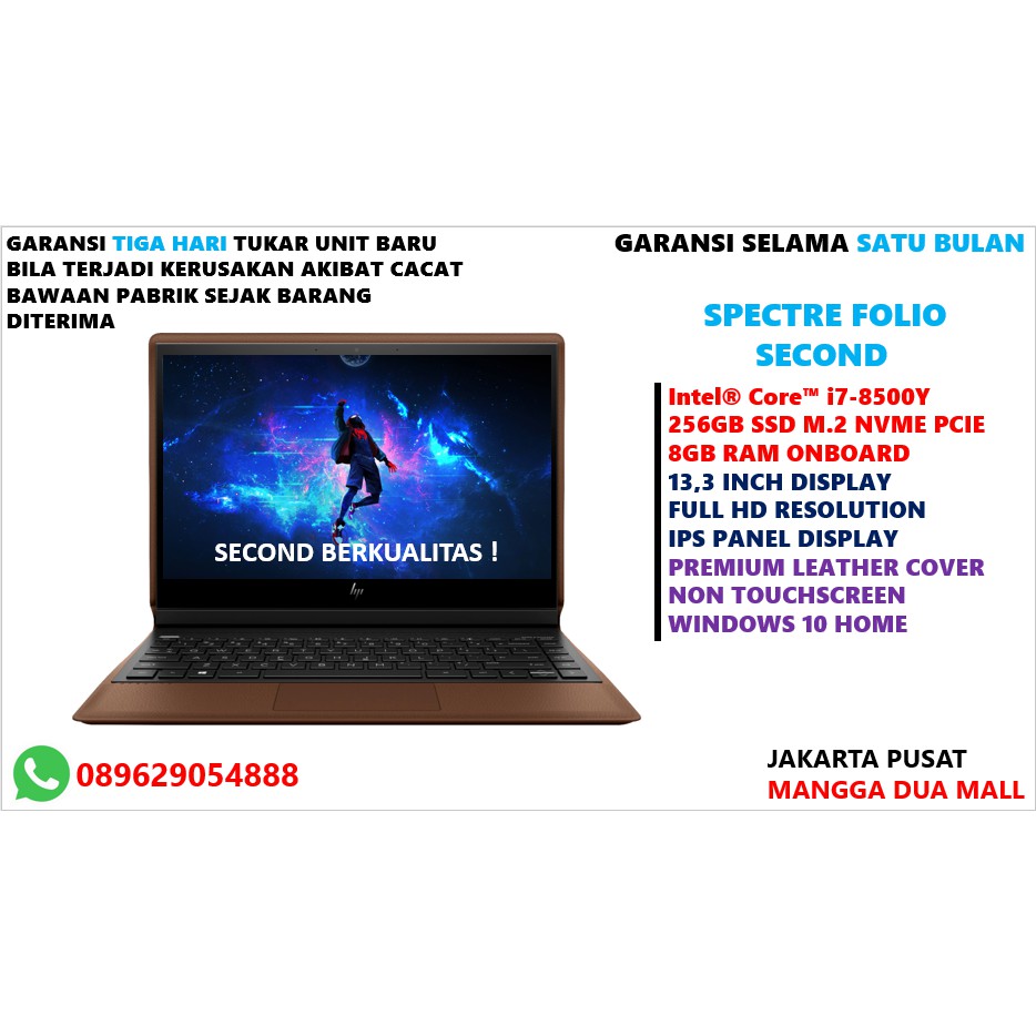 Hp Spectre Folio 13 I7 8500 8gb 256ssd W10 13 3fhd Leather Brown Second Non Touch Shopee Indonesia