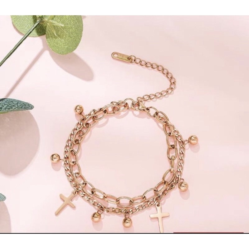 Gelang Tangan Salib 2 Layer
