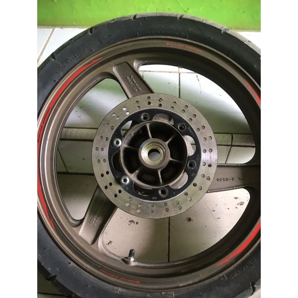 VELG NINJA RR ORI CABUTAN MOTOR, PIRINGAN CAKRAM DEPAN BELAKANG + BAN IRC TUBELLES