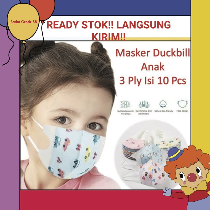 MASKER DUCKBILL ANAK 3D MOTIF 3PLY KARAKTER BTS MIX TERMURAH CEWE COWO