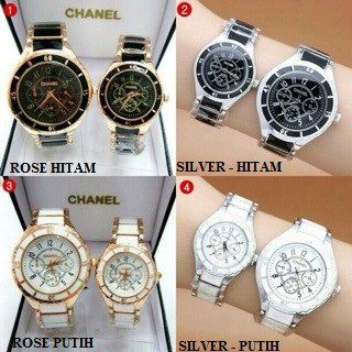 [PA] JAM TANGAN COUPLE  RANTAI CHRONO KERAMIK STAINLEES IMPORT GROSIR / CH001