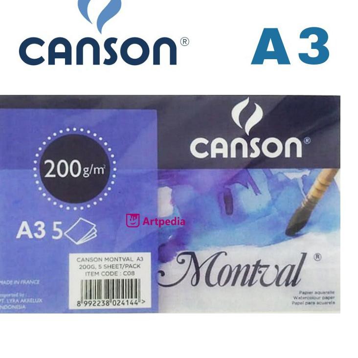 

FZ6 Canson Montval A3 200gsm 5 Sheet - Watercolour paper Montval A3 - Kertas Cat Air Canson Berkuali