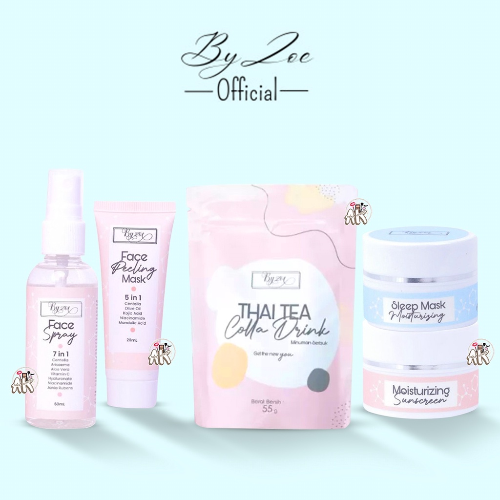 BYZOE SKINCARE SERIES ( FACE PEELING MASK / FACE SPRAY 7IN1 / MOISTURIZING SUNSCREEN 2IN1 / SLEEP MASK MOISTURIZING / THAI TEA COLLAGEN DRINK )