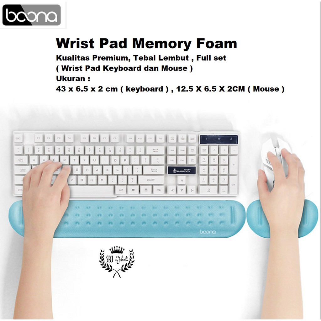Baona Wrist Pad Memory Foam Keyboard Mouse / Wrist Rest Pad Baona Memory Foam Kualitas Premium