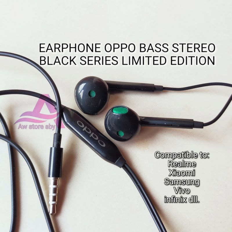 Earphone Oppo Original Black Series Limitied Edition Headset oppo Super Bass (MH50)