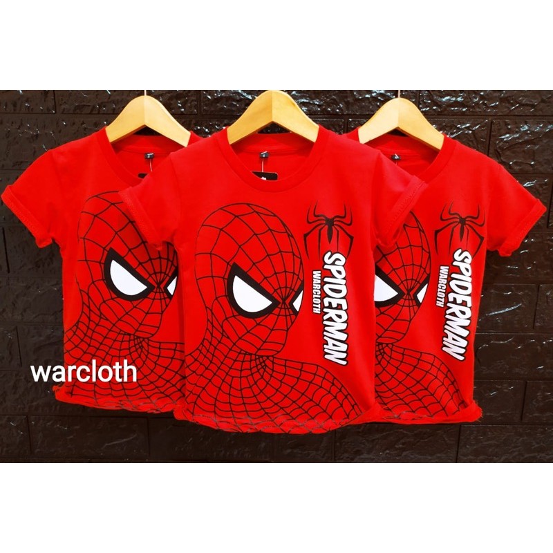 (COD) BAJU KAOS DISTRO SUPERHERO SPIDERMAN MERAH TERLARIS