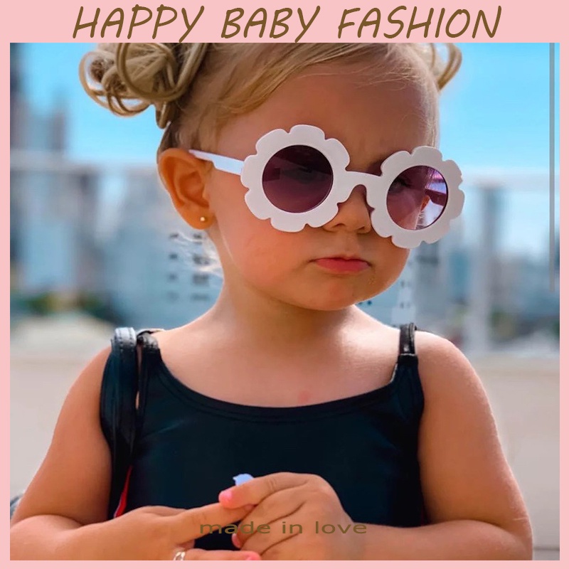 (Happy baby) C-04 Bunga Buram Bentuk Bayi Kacamata Hitam Kepribadian Fashion Bayi Perlindungan UV Kacamata Pantai