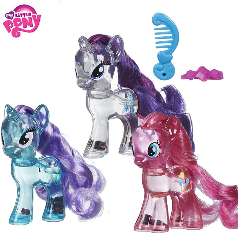 Import Original Brand My Little Pony Crystal clear Rainbow Dash Pinkie Rarity Toys For Children For