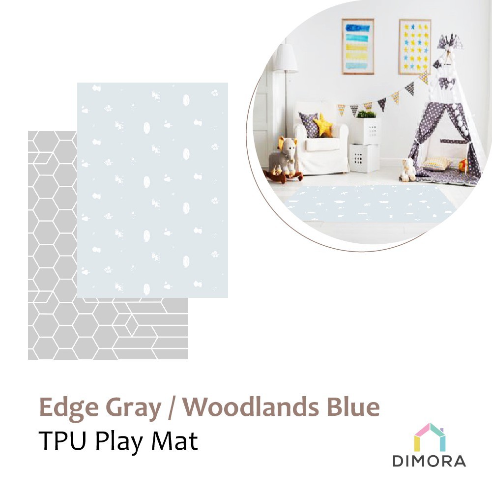 Dimora TPU Small  Playmat (100 x 140 x 1.5cm) - Alas Bermain atau Tikar Anak/bayi-Woodlands Blue