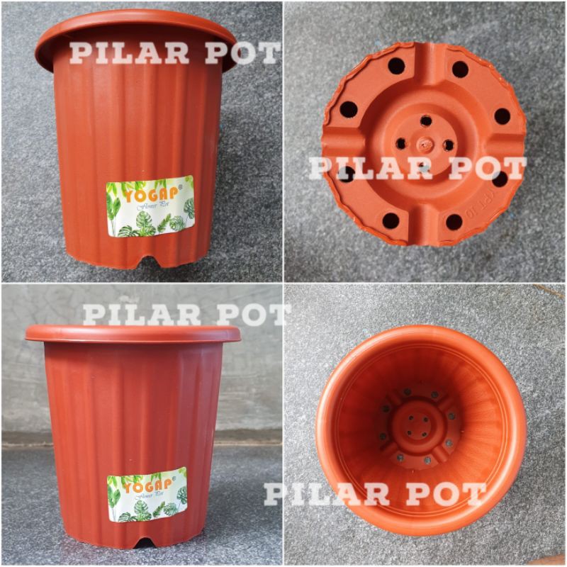 pot bunga tanaman tinggi yogap YPT 25 merah bata - bahan tebal