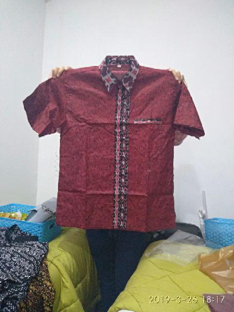 Kemeja Batik Lengan Panjang 021 Risna Batik Hrb026 Hem Batik Murah Seno Sogan Bakung Padi Manggar