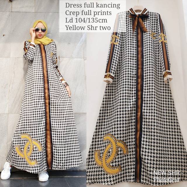 READY ORI SHR DRESS HONDSTOOTH CHANEL HIGH QUALITY