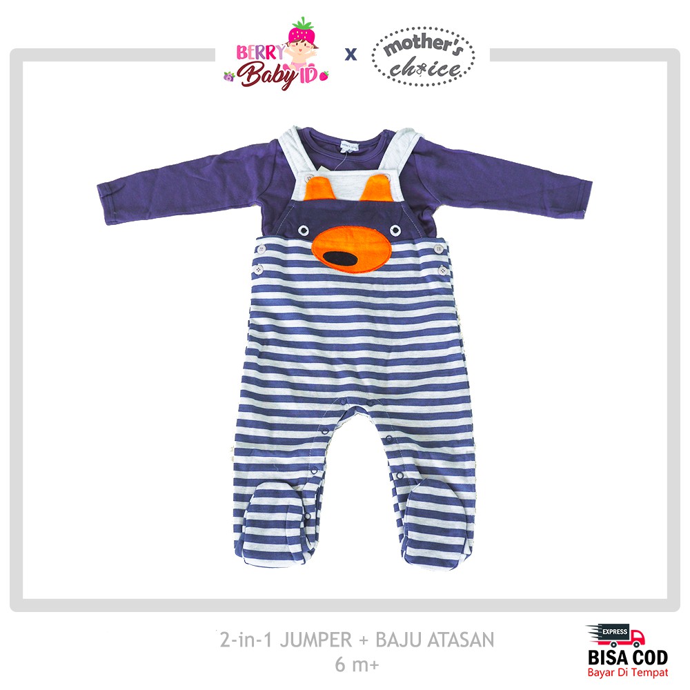 Mother's Choice 2-in1 Baju &amp; Overall Bayi Premium Katun SNI MCH009 Berry Mart