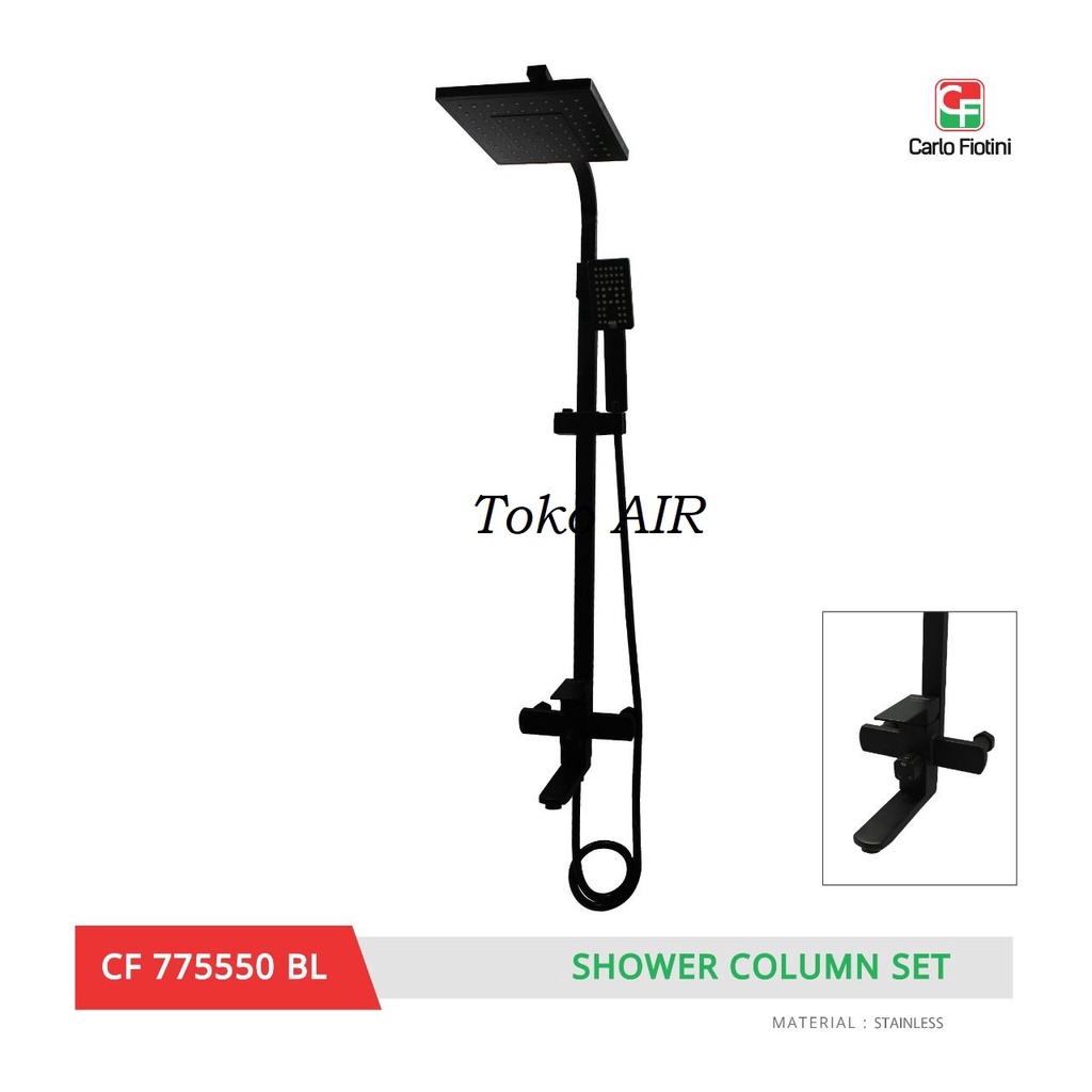 Shower Tiang Column Kotak/Shower Set Panas Dingin Stainless SUS 304 Hitam/Black